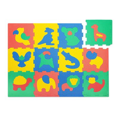 Tapis puzzle Hakuna Mat pour bébé « Animaux de safari » 1,2 x 0,9 m