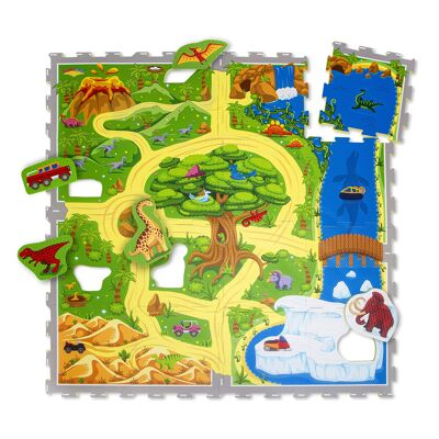 Tapis puzzle Hakuna Mat pour bébé «Dinosaur Safari» 1,2 x 1,2 m