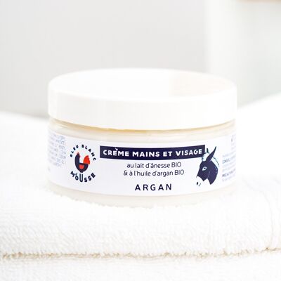 Hand and face cream with organic donkey milk and argan