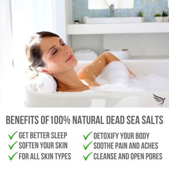 Sels de bain anti-stress - Fabriqué au Royaume-Uni (450 g) Sel de bain naturel de la mer Morte pour femmes, hommes, filles et enfants. Détox de Luxe aux Huiles Essentielles 3