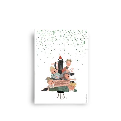 carte postale - décembre - 'arbre généalogique'