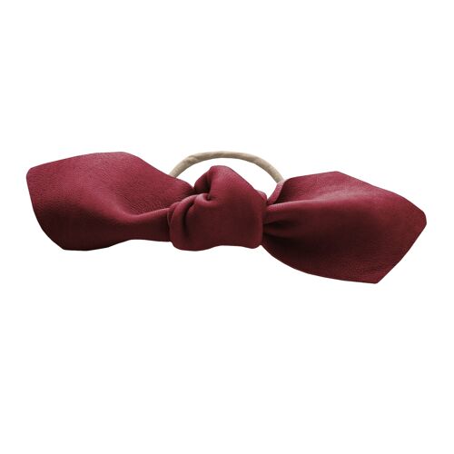 Leather Bow Big Hair Tie Red