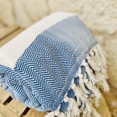 Navy blue ocean blanket -Premium Cotton