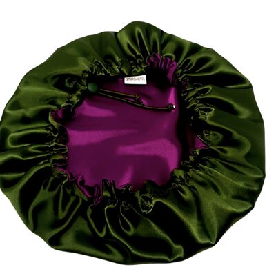 Purple and Green Silk Satin Bonnet