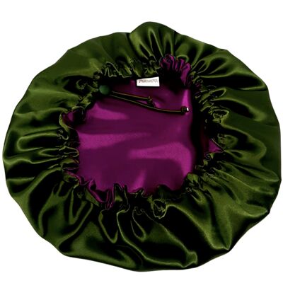 Purple and Green Silk Satin Bonnet