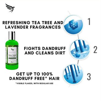 Shampooing antipelliculaire à l'huile d'arbre à thé - [Fabriqué au Royaume-Uni] Qualité thérapeutique | antifongique tue les bactéries pour le cuir chevelu et les cheveux squameux et secs | Empêche les poux de tête Hommes Femmes | 250 ml 3