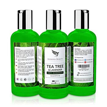 Shampooing antipelliculaire à l'huile d'arbre à thé - [Fabriqué au Royaume-Uni] Qualité thérapeutique | antifongique tue les bactéries pour le cuir chevelu et les cheveux squameux et secs | Empêche les poux de tête Hommes Femmes | 250 ml 12