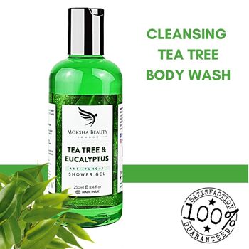 Savon antifongique à l'huile d'arbre à thé - [Fabriqué au Royaume-Uni] Gel douche 100% naturel pour le corps | nettoyant naturel soulage les odeurs et démangeaisons du pied d'athlète | Apaise la peau sèche | 250 ml 6