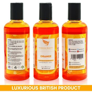 Gel douche à l'orange pour le corps - [Fabriqué au Royaume-Uni] Nettoyant pour le corps rafraîchissant à l'extrait d'orange revigorant | Gel douche parfumé moussant | Végétalien sans cruauté | 250 ml 8