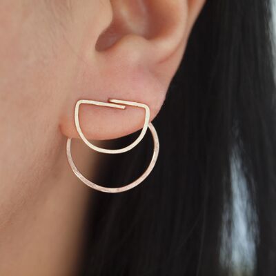 Hoop earrings, Stud hoop earrings, stack hoop earrings, double hoops, half-moon hoops, semi-circle hoop earrings, rose gold filled