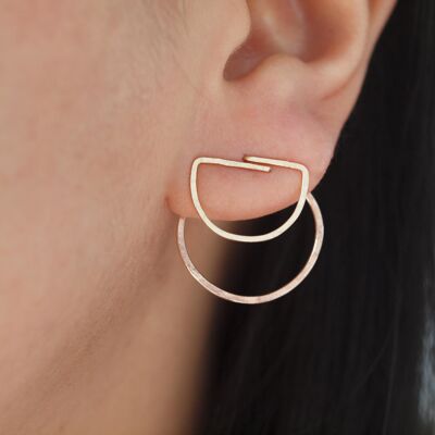 Boucles d’oreilles cerceau, boucles d’oreilles Stud Hoop, boucles d’oreilles cerceaux pile, cerceaux doubles, cerceaux demi-lune, boucles d’oreilles cerceaux demi-cercle, or rose rempli