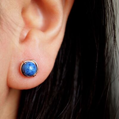 Lapis lazuli earrings, rose gold earrings, September birthstone color, rose goldfilled thread earrings Swarovski earrings