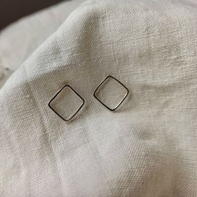 Lozenges earrings in sterling facing front double square hoops hoops diamond shaped hoops