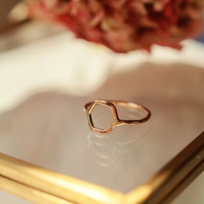 Sechseckiger Ring, minimalistischer goldgefüllter kleiner Fingerring