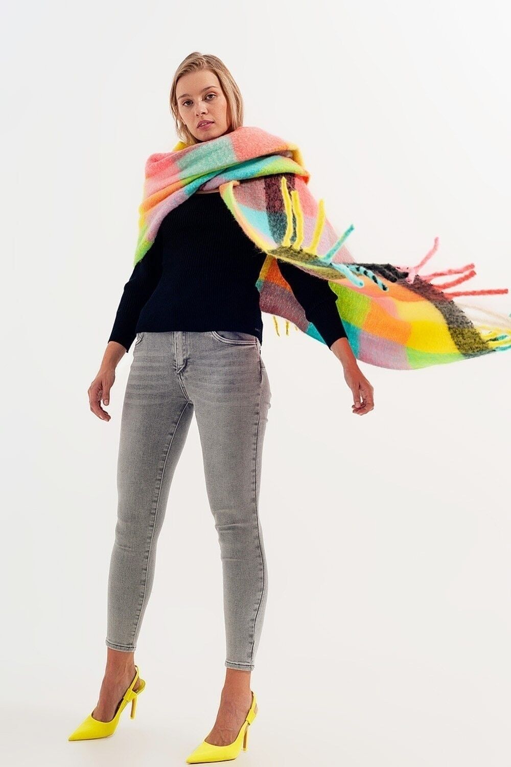 Sciarpa in color block pastello