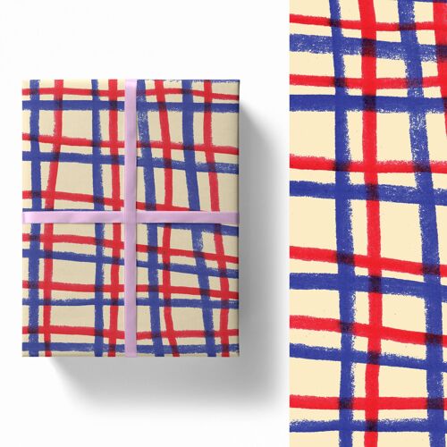 Red and Blue Check Gift Wrap