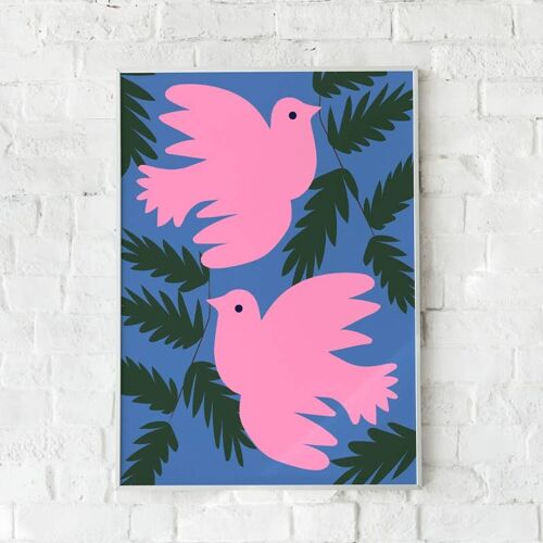Pink Doves A4