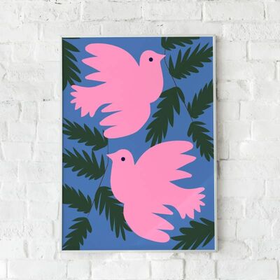 Pink Doves A3