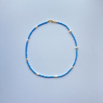 Collier de perles avec perle d'eau douce - bleu 1