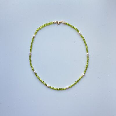 Collier de perles avec perle d'eau douce - vert