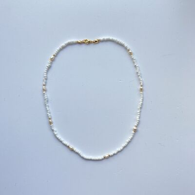 Collier de perles avec perle d'eau douce - blanc