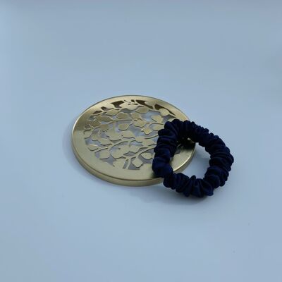 Mulberry Silk Medium Hair Scrunchies, Pure Silk Medium Hair Scrunchies - navy