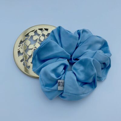 Scrunchies de pelo grande de seda de morera, Scrunchies de pelo grande de seda pura - azul