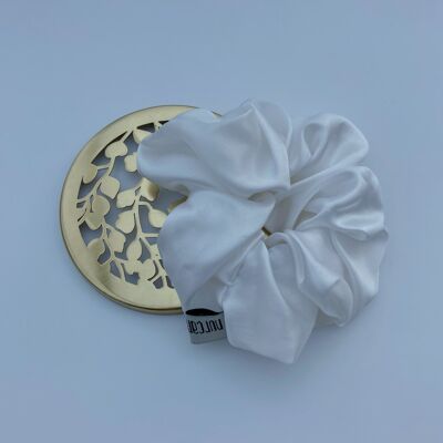 Mulberry Silk Large Hair Scrunchies, Pure Silk Large Hair Scrunchies - white