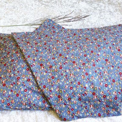 Taie d'oreiller enveloppe Queen en coton Liberty bleu - taille queen 50cm x 75cm