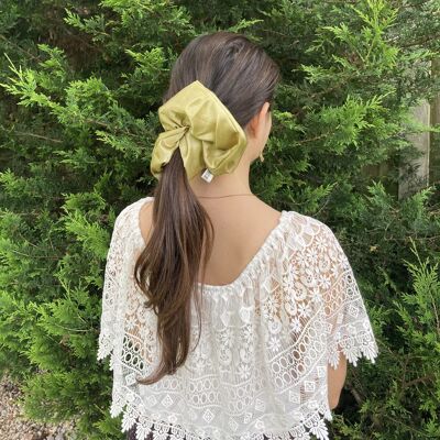 Double Layered Jumbo Hair Scrunchies - olive