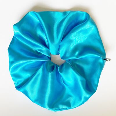 Satin Giant Neon Scrunchie - blue neon