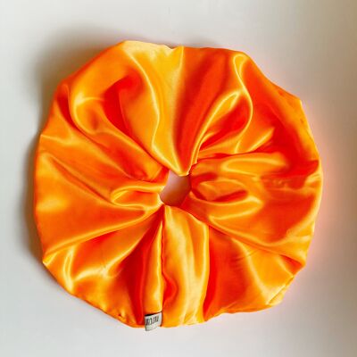 Scrunchie raso gigante al neon - neon arancione