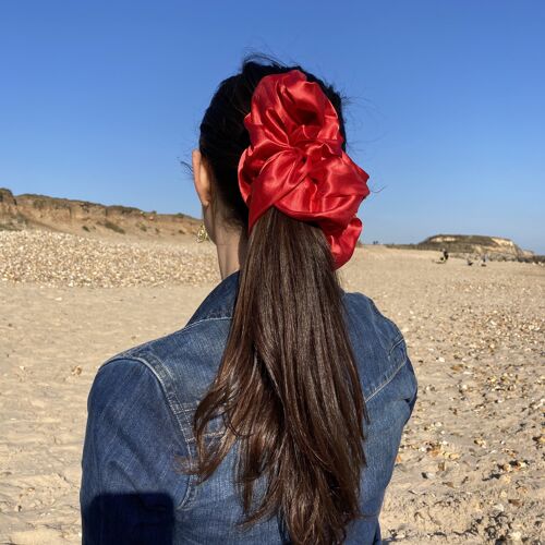 Satin Jumbo Hair Ties - red