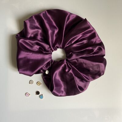 Scrunchies de pelo morado satinado - gigante