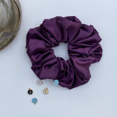 Purple Satin Hair Scrunchies - medium