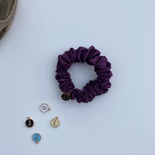 Purple Satin Hair Scrunchies - skinny