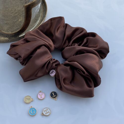 Brown Satin Hair Scrunchies - medium