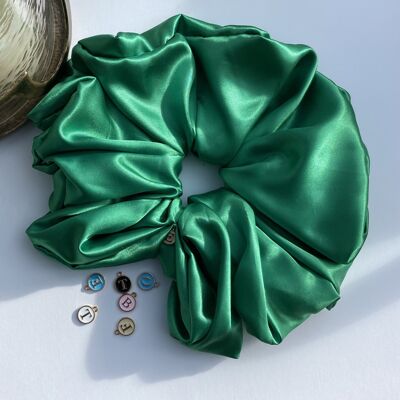 Green Satin Hair Scrunchies - giant