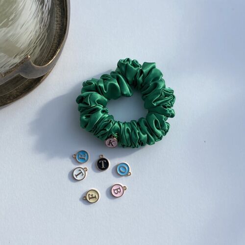 Green Satin Hair Scrunchies - support