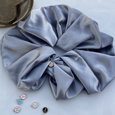 Grey Satin Hair Scrunchies - giant