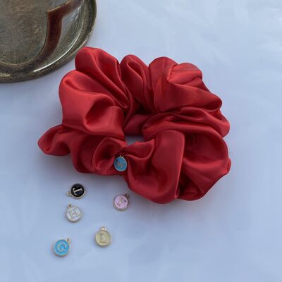 Scrunchies de pelo rojo satinado - medio