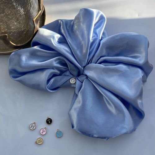 Blue Satin Hair Scrunchies - giant