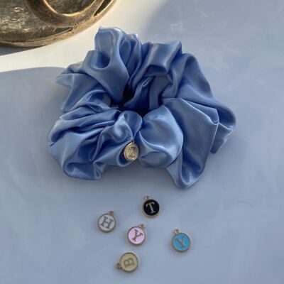 Blue Satin Hair Scrunchies - medium