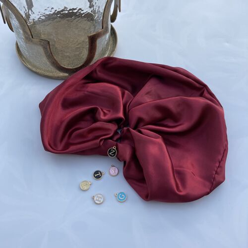 Burgundy Satin Hair Scrunchies - giant