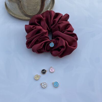 Burgundy Satin Hair Scrunchies - medium