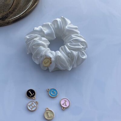 Scrunchies de pelo blanco satinado - soporte