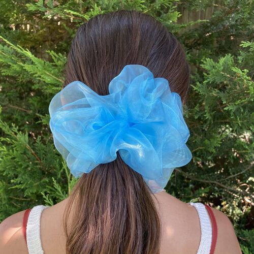 Giant Organza Hair Scrunchies - blue