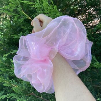 Chouchous pour cheveux en organza géant - rose 2