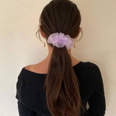 Medium Organza Hair Scrunchies - lilac