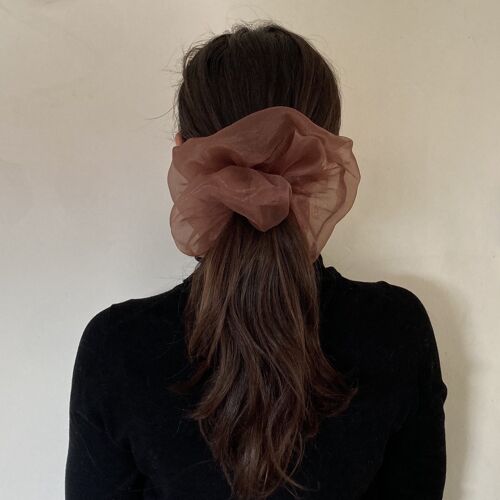 Giant Organza Hair Scrunchies - brown